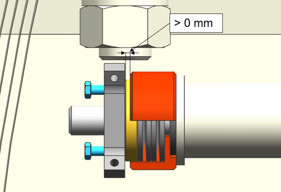 La rondelle (1) doit être au même niveau que le bord du boîtier du ressort (3)