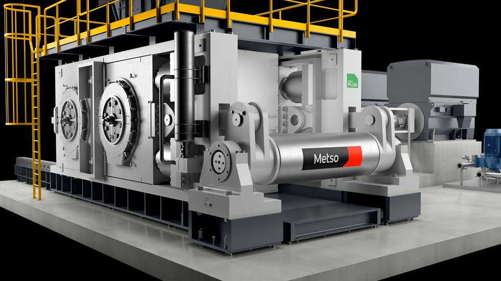 Metso's HRC™e high pressure grinding rolls (HPGR) highlights the skew control system which helps to control skewing events.