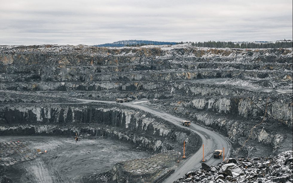 A view to Boliden Kevitsa's open pit mine.