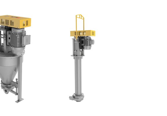 Vertical slurry pumps at a customer site.