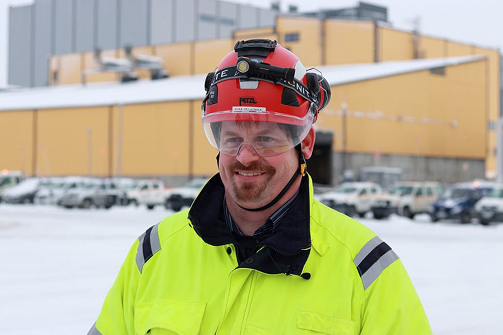 Sami Pelkonen pictured outside at Boliden Kevitsa.