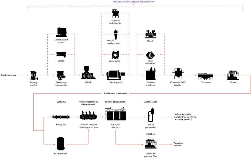 Concentrator plant and hydrometallurgical LiOH process