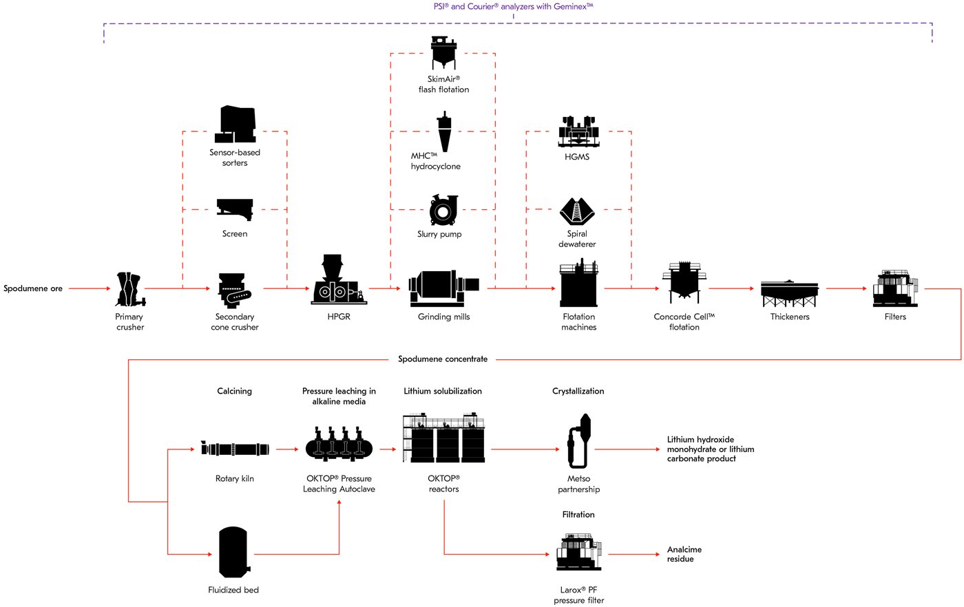 Concentrator plant and hydrometallurgical LiOH process