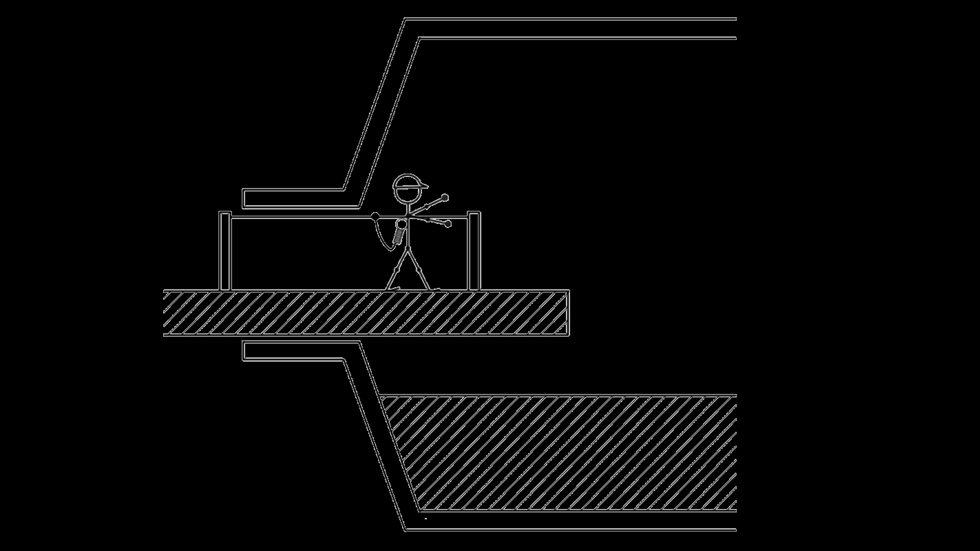 A potential fall arrest system implemented for safe mill access.