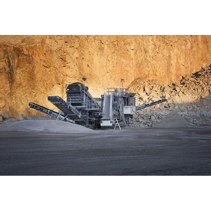 mobile crusher on a snowy ground