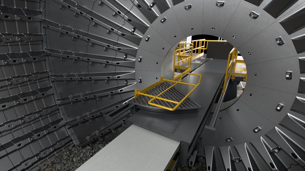 Charge access platform in mill entry configuration.