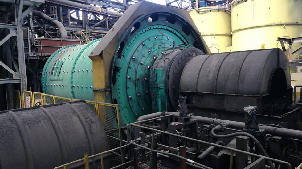 A ball mill at Cerro Lindo mine.