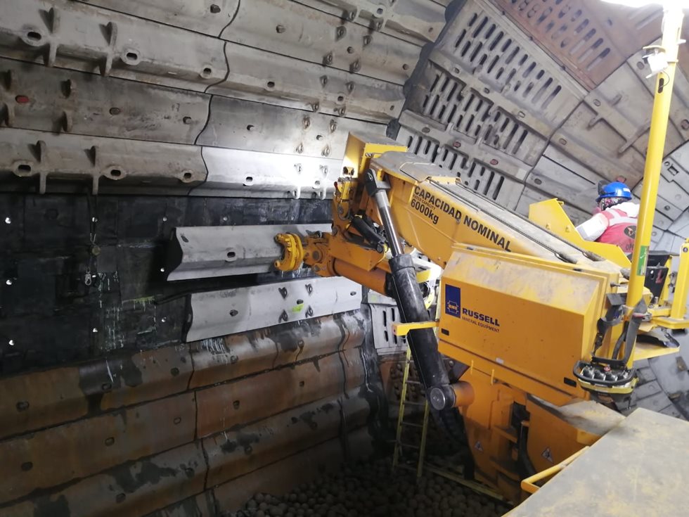 Mill liner change executed inside a mill.