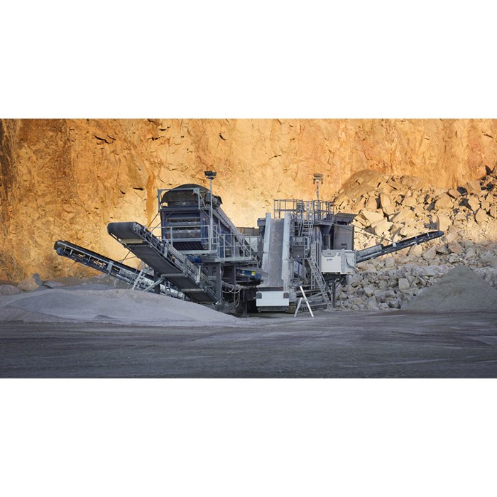 mobile crusher on a snowy ground