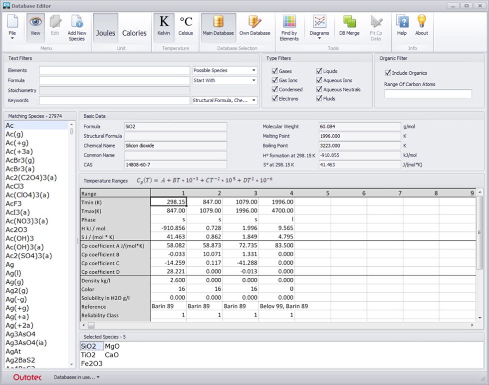 HSC Thermochemical Database