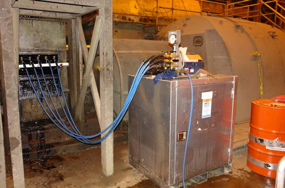 Typical gear wash sprayer system