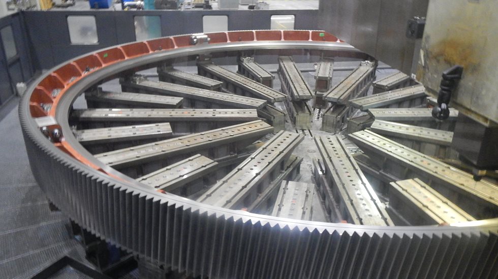 34’ SAG Mill gear at teeth cutting