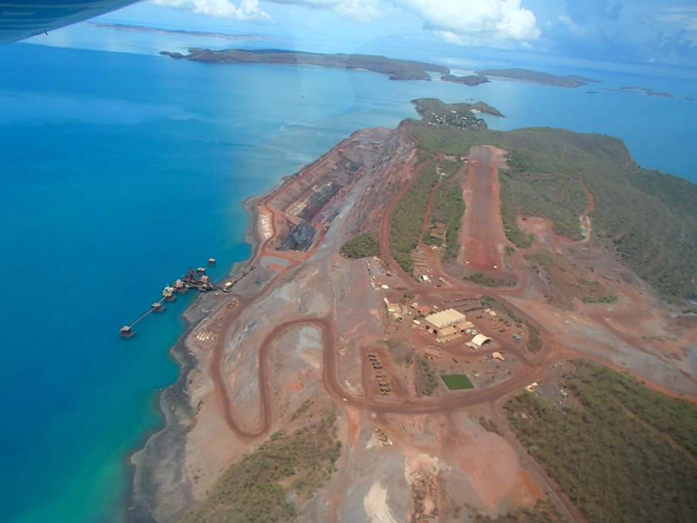 Approaching the island by air.