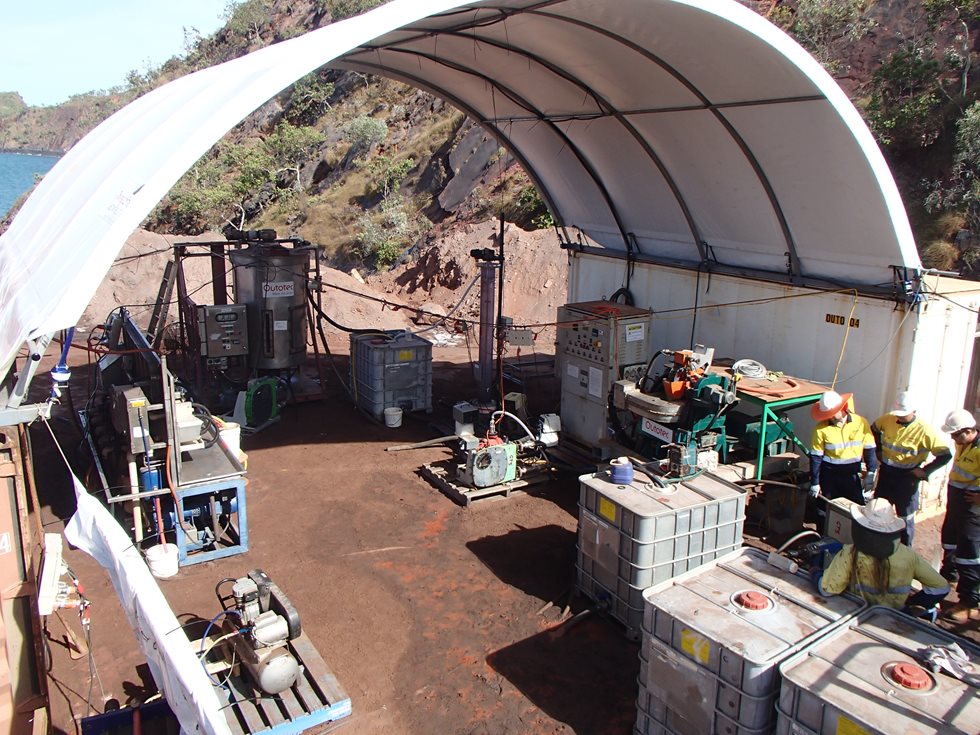 A view of the pilot plant, taken from the top of the feed tank.