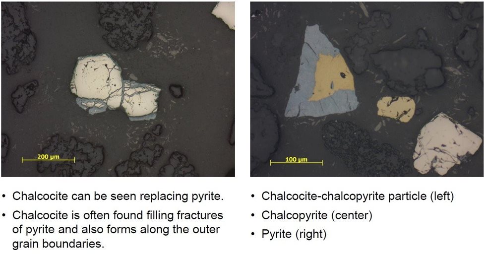 Typical mineral textures of the deposits