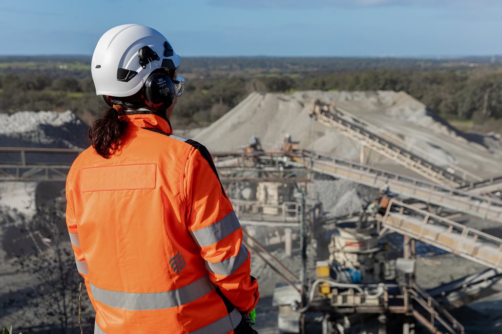 Employee at the Herdade de Benafessim quarry, owned by Mota Engil S.A. in Portugal.
