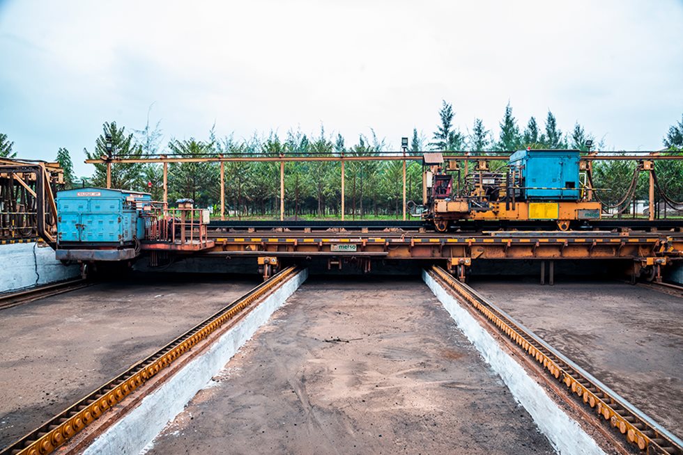 A view to material handling equipment at JSW Salem site.