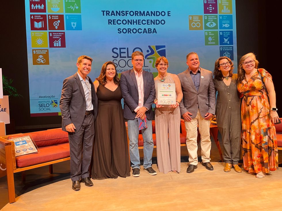 Representantes da Metso durante cerimônica de certificação do Selo Social