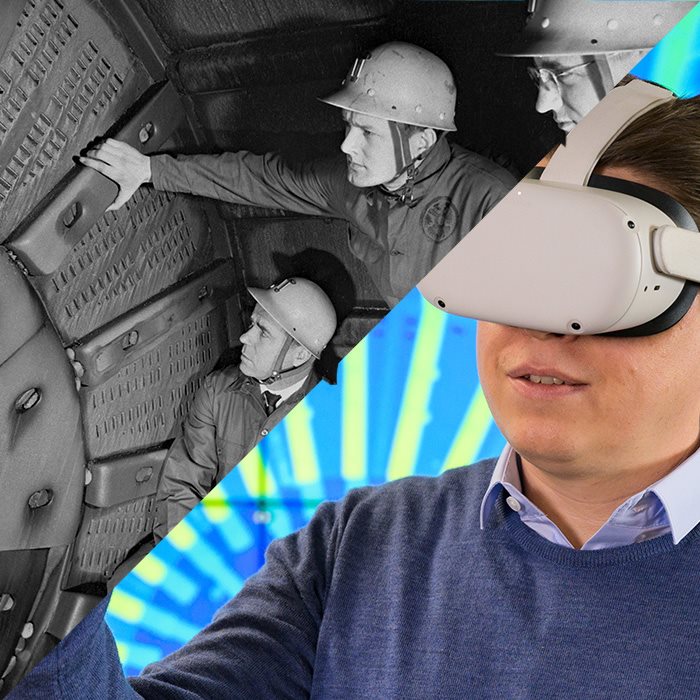 Inspecting rubber mill liner to test mill lining durability 