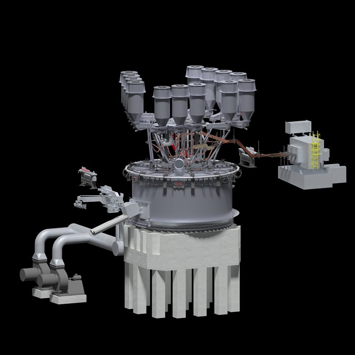 Rock wool furnace right view